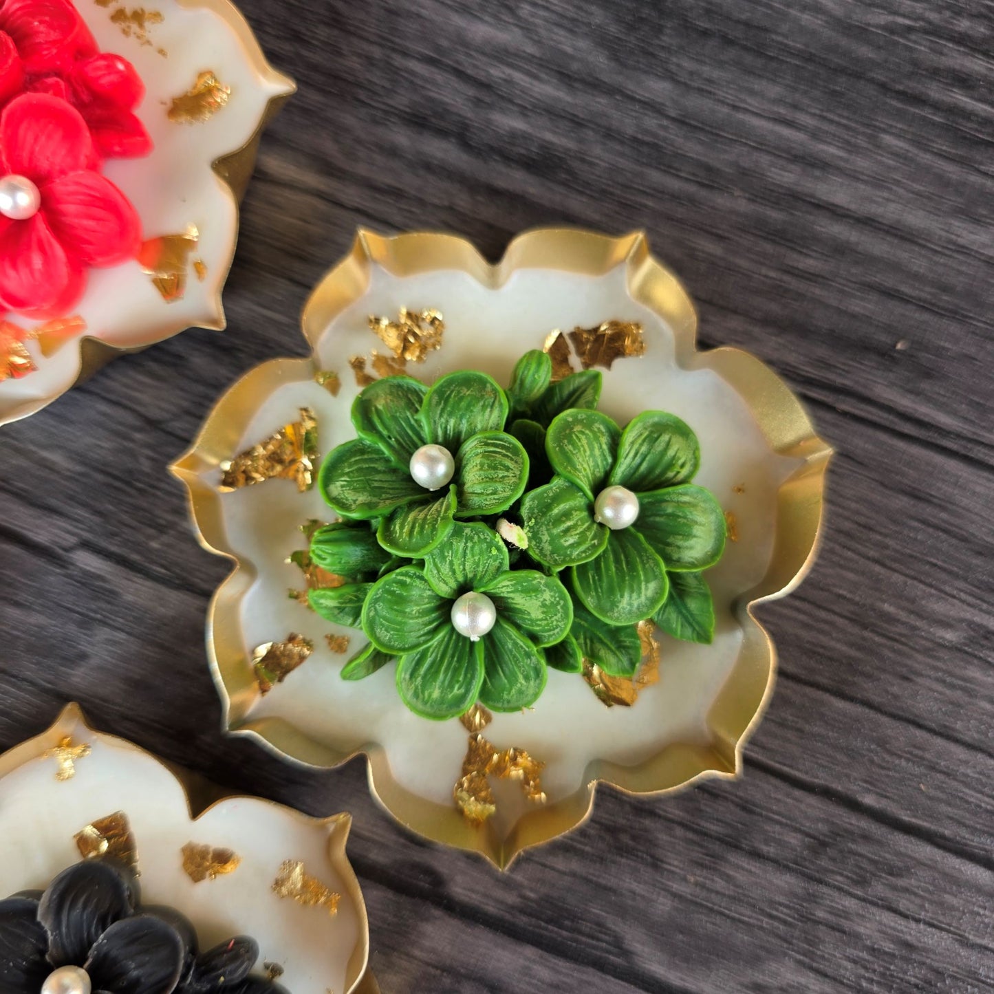 UAE National Day Theme Green Flower Candle