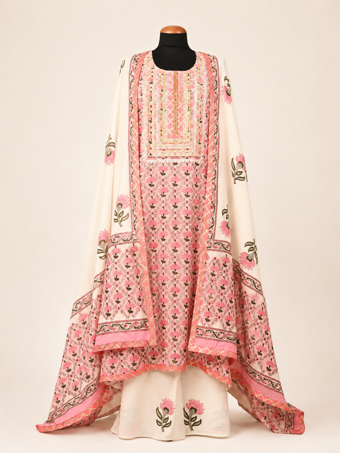 Rangmahal Rose Pink Cotton Suit Fabric Set