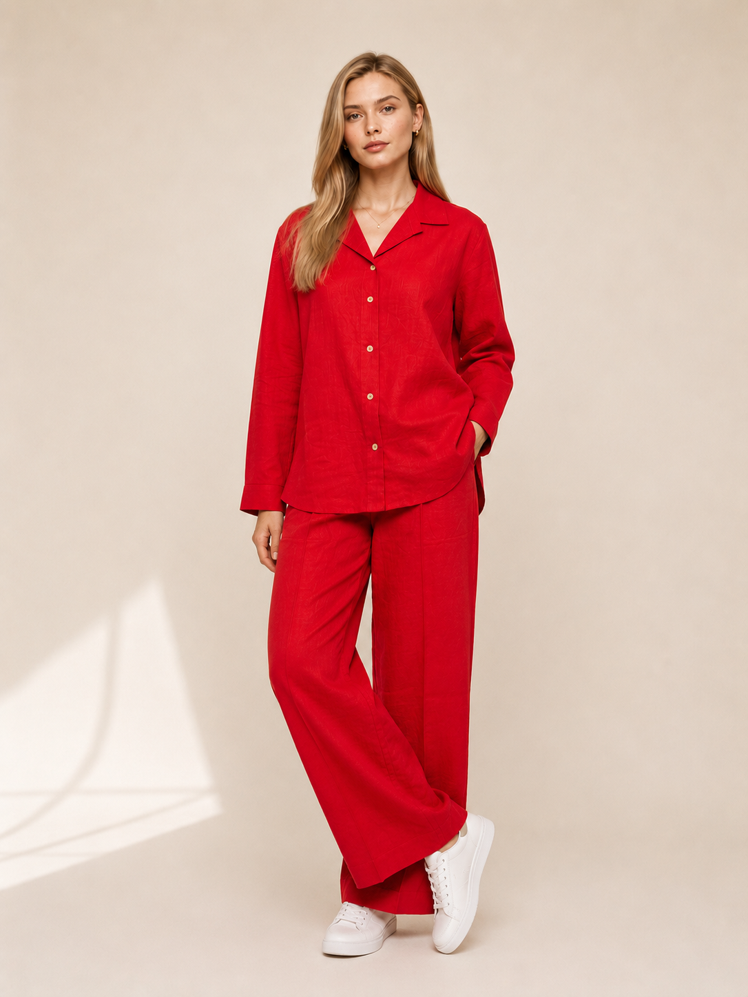 Red Linen Co-Ord Set
