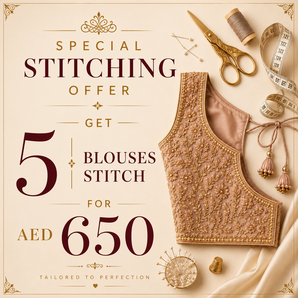 Special Blouse Stitching Offer – 5 Blouses for AED 650