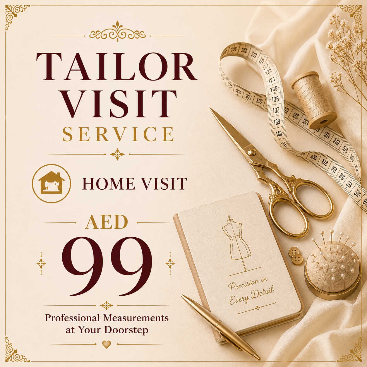 Tailor Visit Service – Home Visit for AED 99