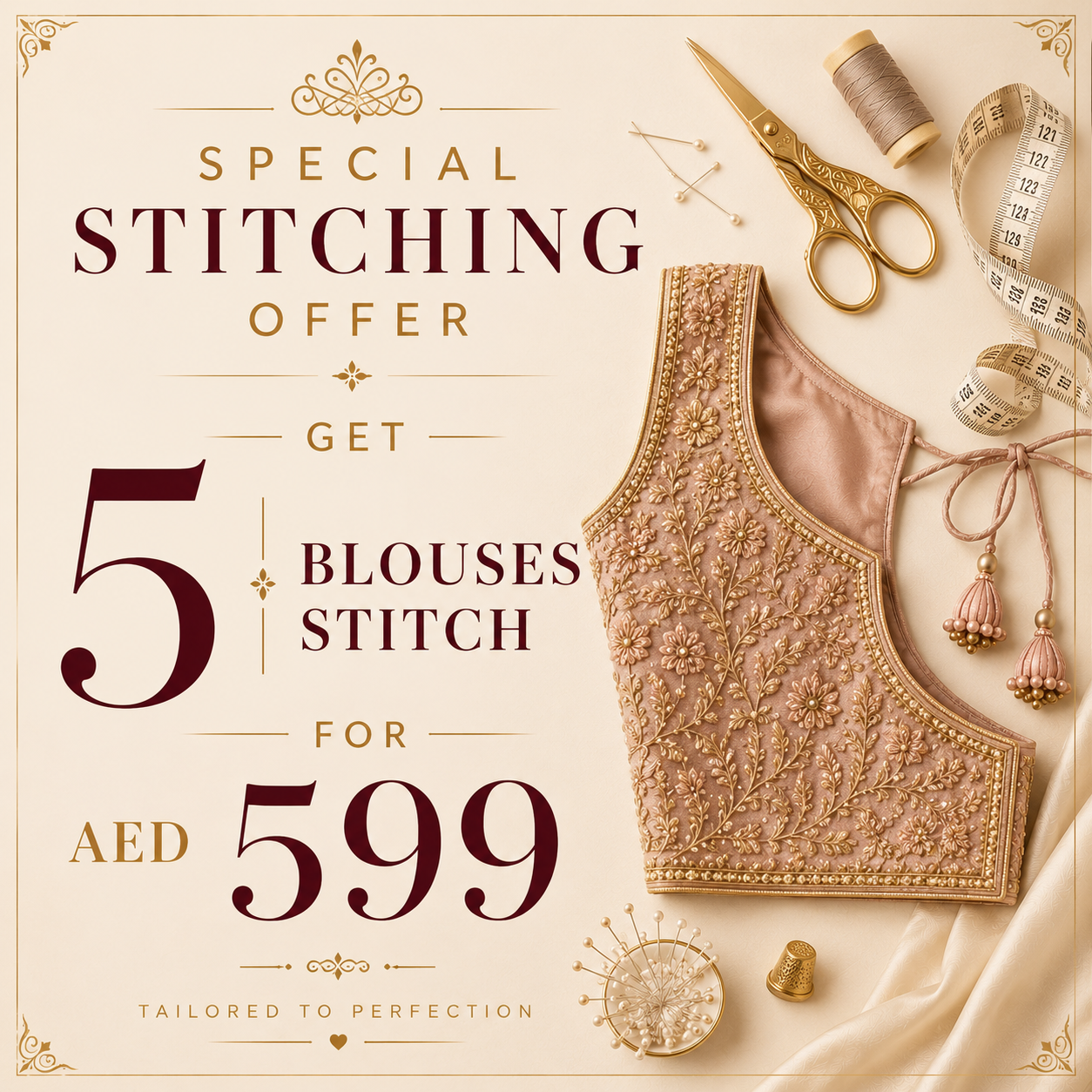 Special Blouse Stitching Offer – 5 Blouses for AED 599