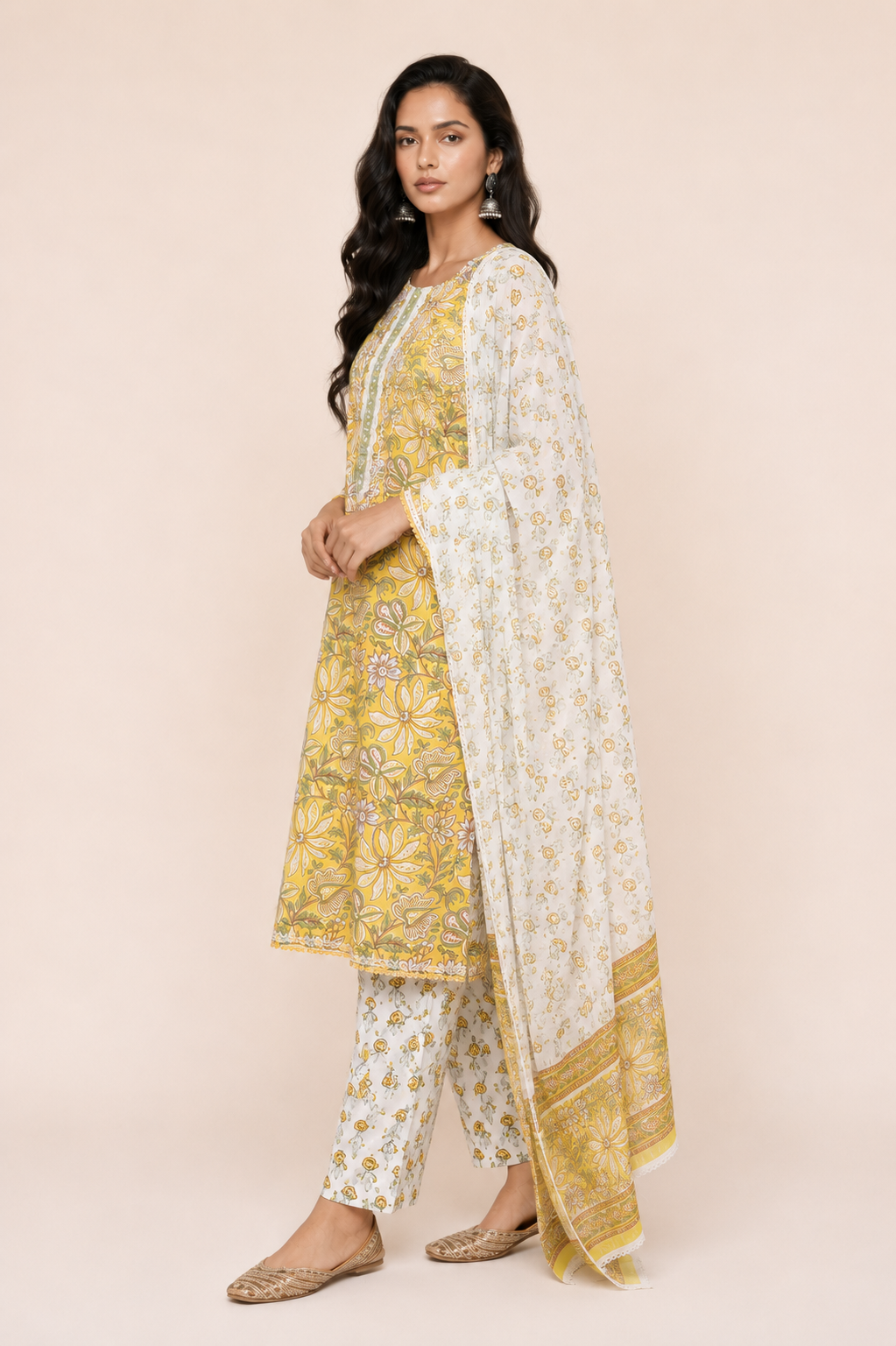 Block Printed Suit With Straight Pants