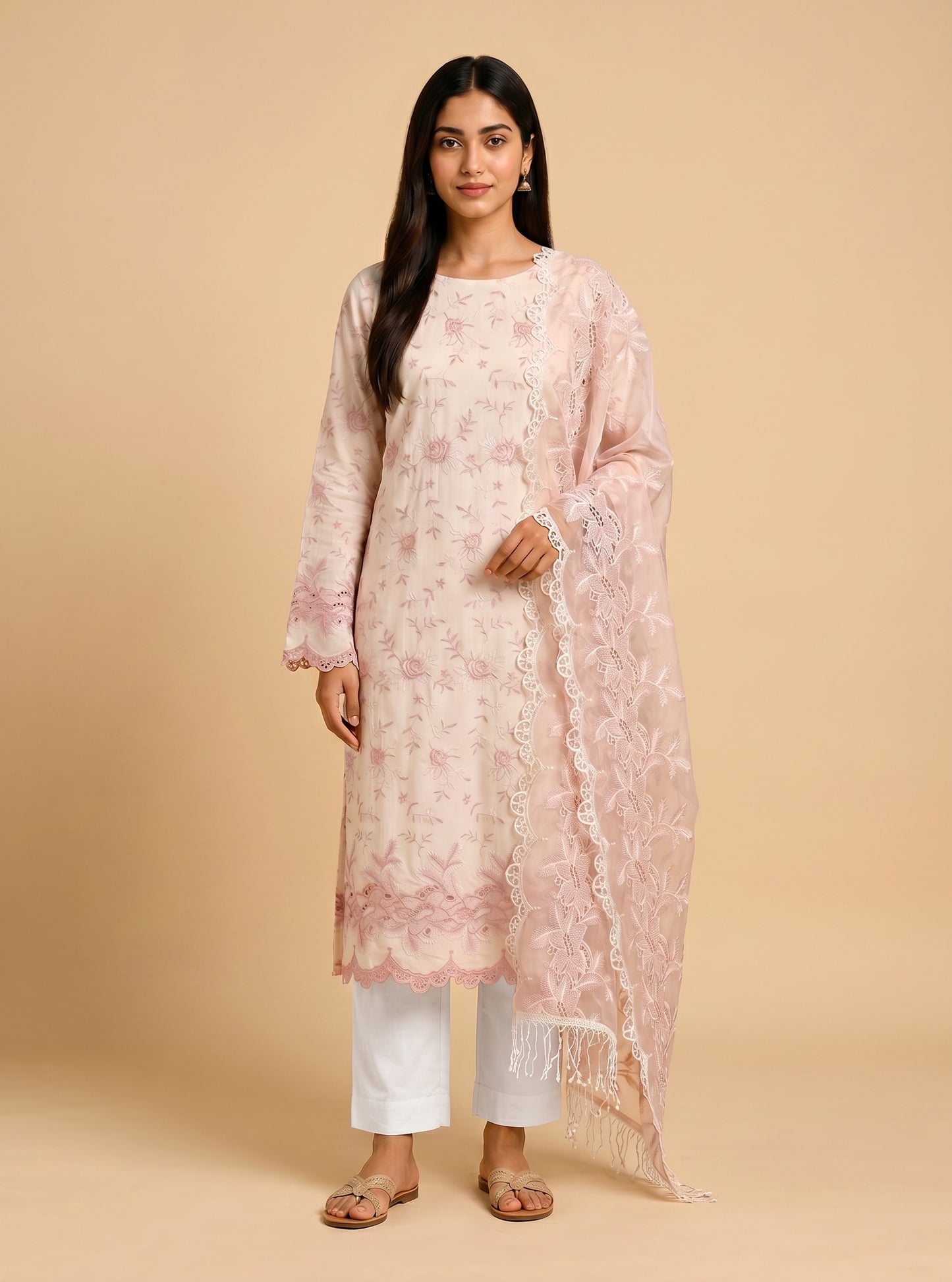 Blush Noor Embroidered Fabric Set