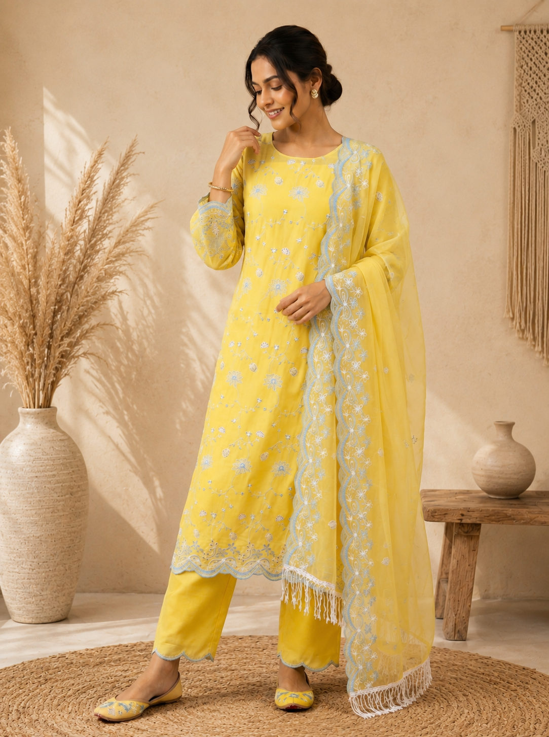 Zehra Sunshine Embroidered Fabric Set