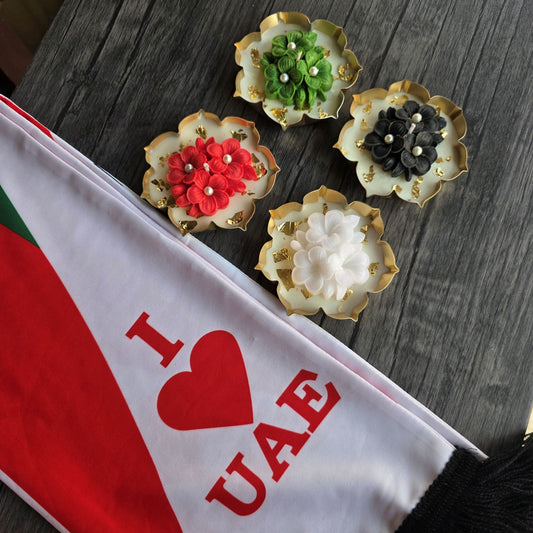 UAE National Day Theme Flower Candle Set of 4