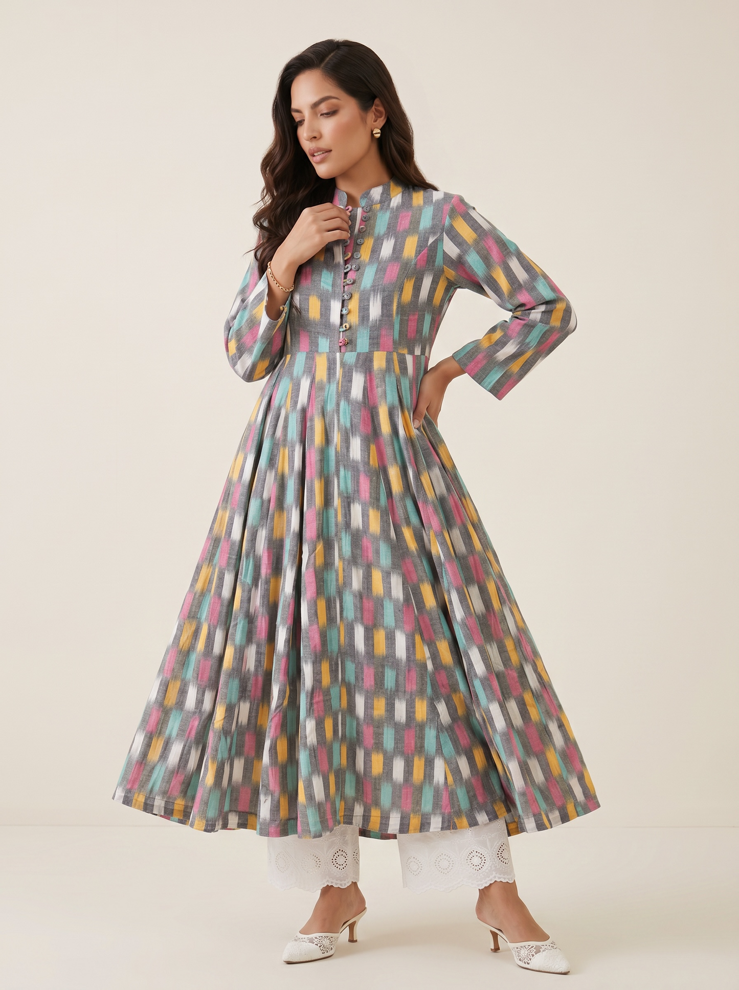 Midnight Violet Ikat Print Cotton Maxi Dress – Summer Holiday Collection