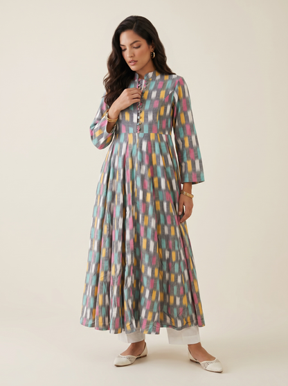 Midnight Violet Ikat Print Cotton Maxi Dress – Summer Holiday Collection