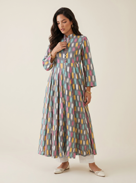 Midnight Violet Ikat Print Cotton Maxi Dress – Summer Holiday Collection