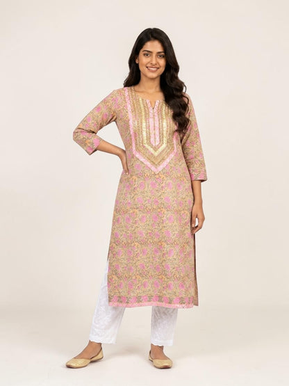 Gulnaar Heritage Hand Block Cotton Kurti