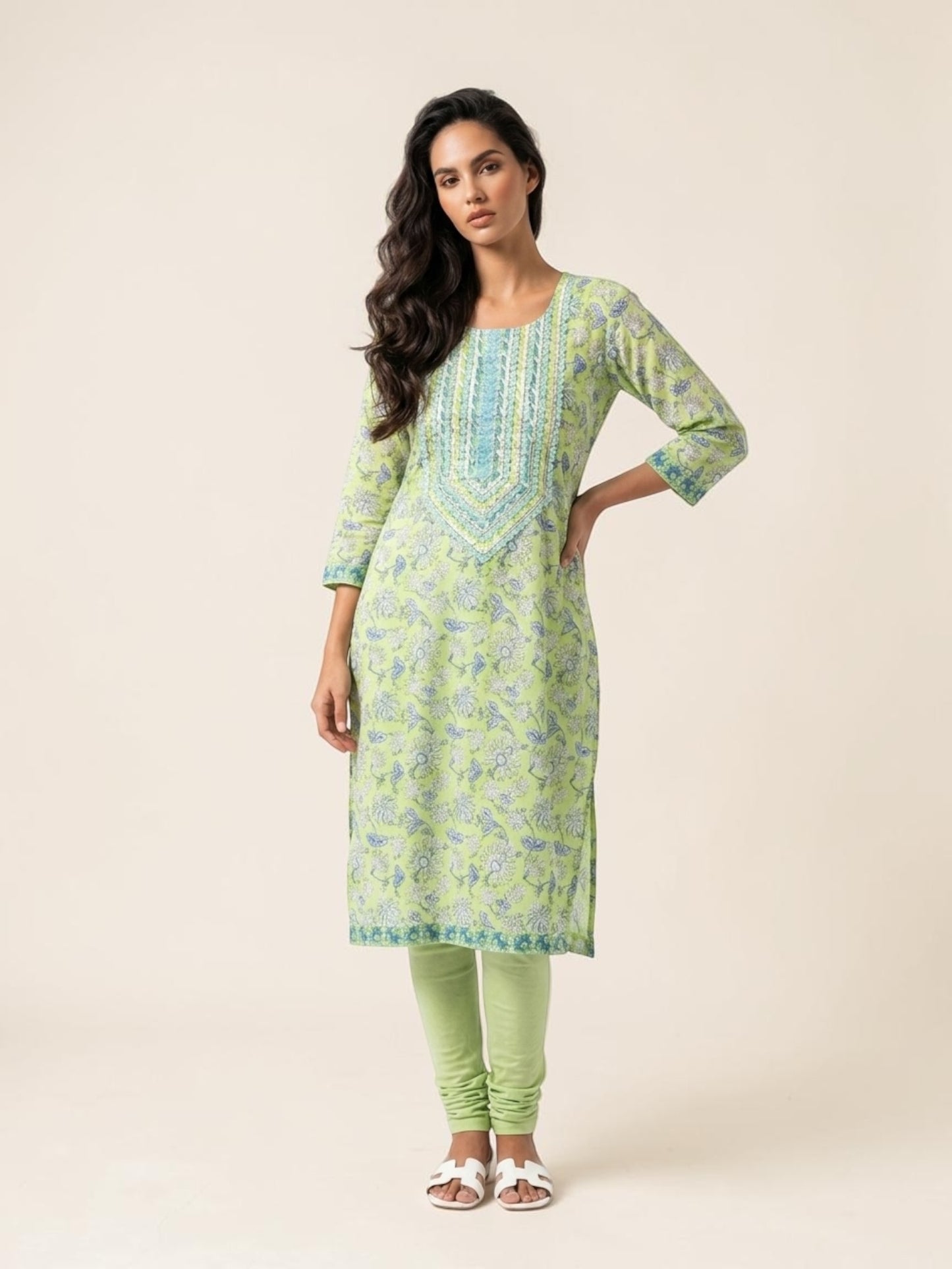 Meadow Mist Hand Block Cotton Kurti