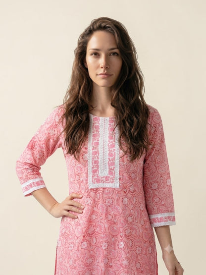 Rosé Heritage Hand Block Cotton Kurti