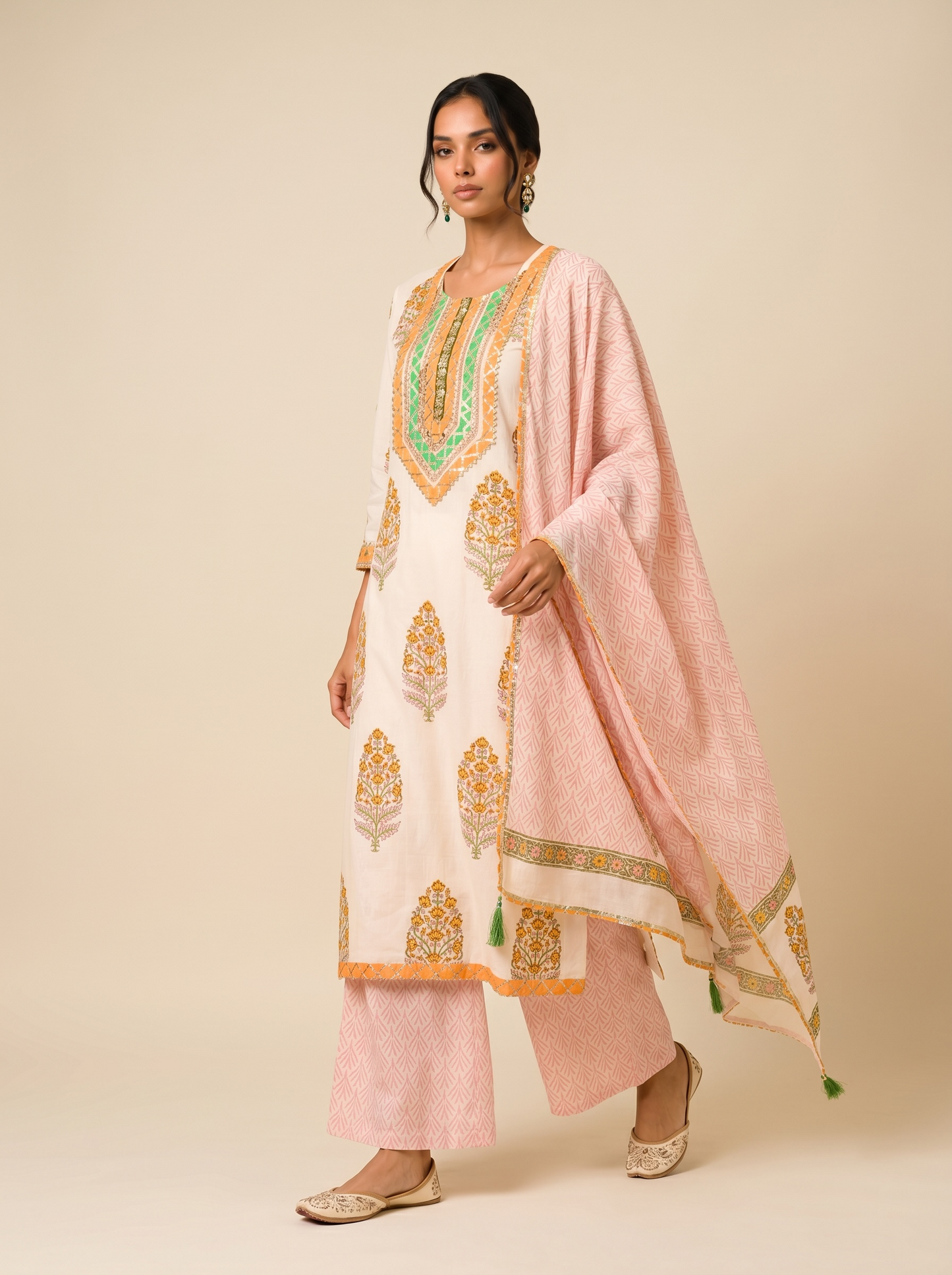 Rangmahal Blush Gulnaar Cotton Suit Fabric Set