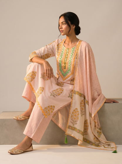 Rangmahal Blush Gulnaar Cotton Suit Fabric Set