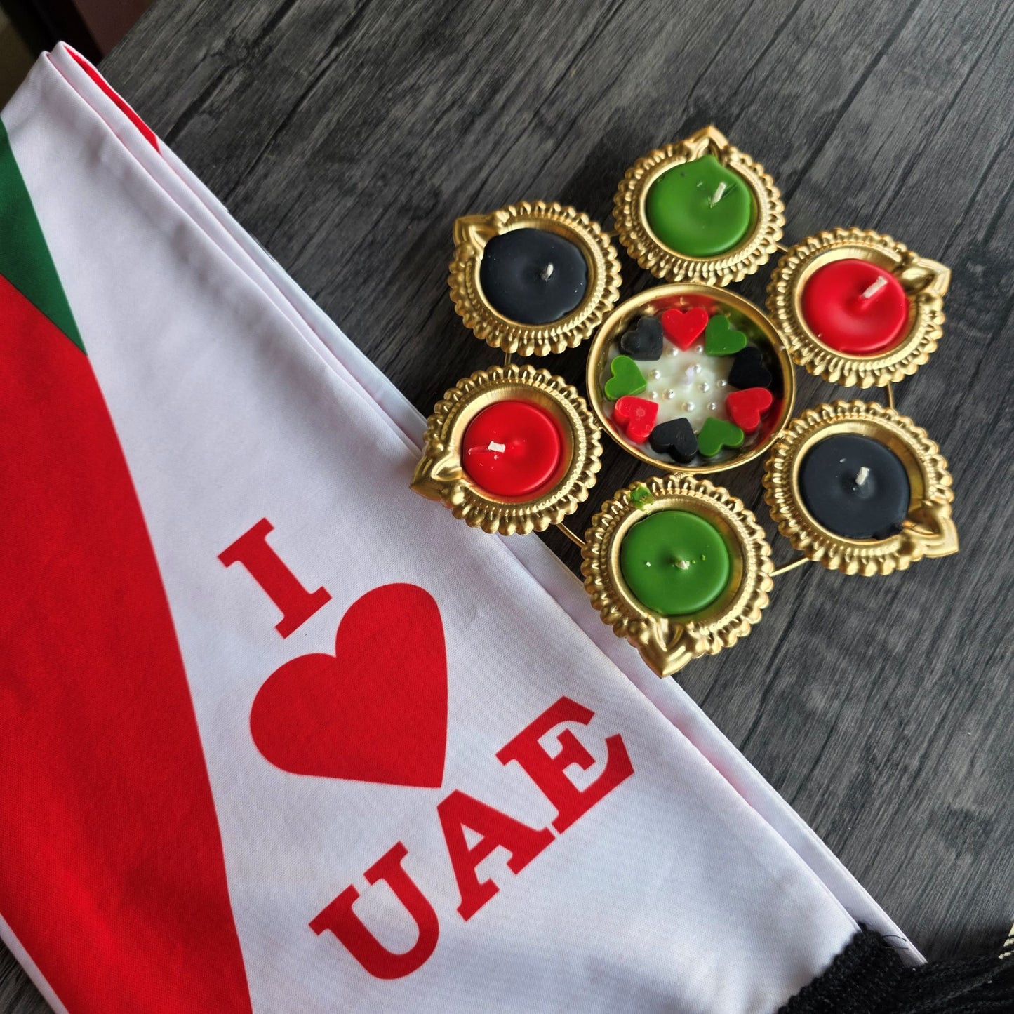 UAE National Day Theme Urli Style Candle