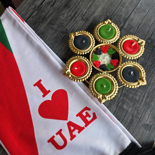UAE National Day Theme Urli Style Candle
