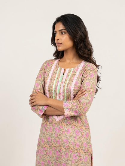 Gulnaar Heritage Hand Block Cotton Kurti