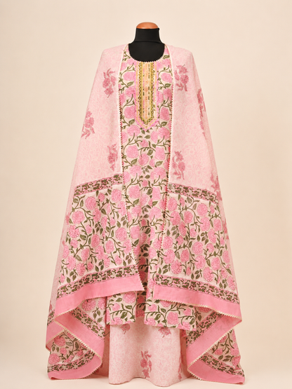 Rangmahal Rose Cotton Suit Fabric Set
