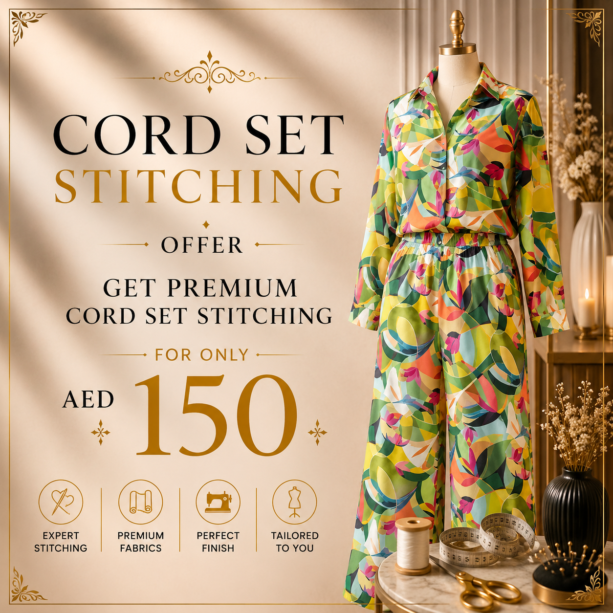 Premium Co-Ord Set Stitching – Custom Tailoring | AED 150