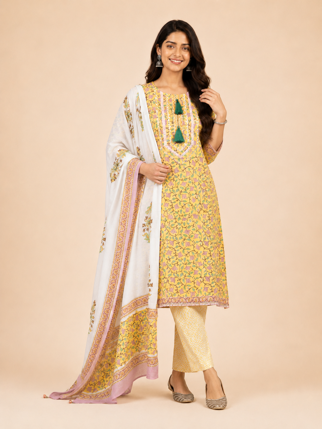 Block Printed Suit With Straight Pants