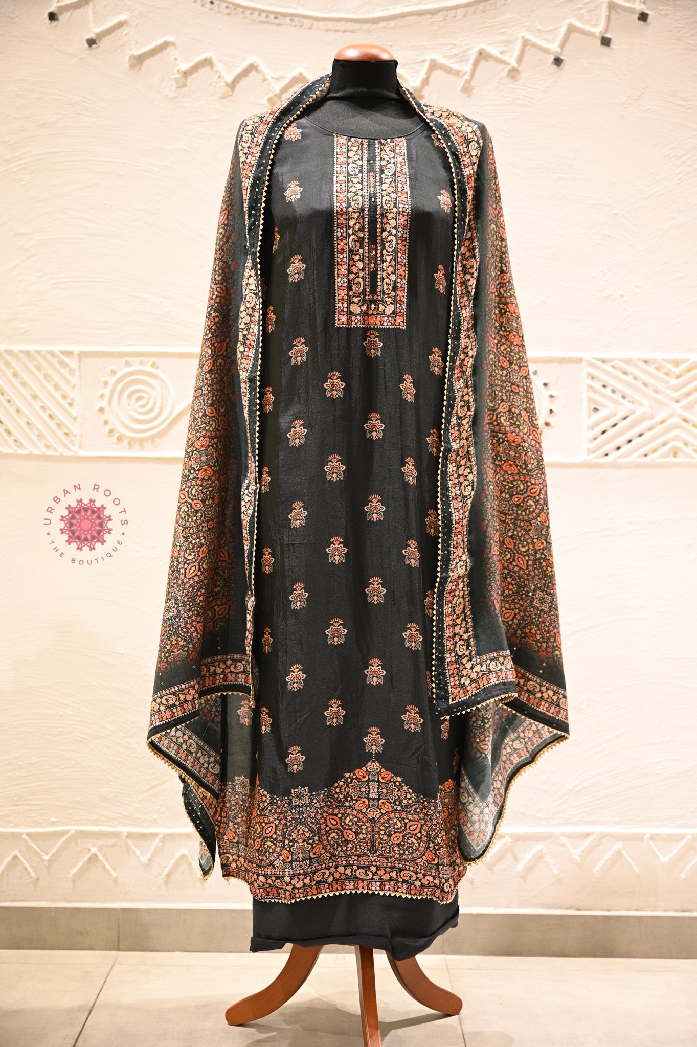 Printed Crepe Festive Suit