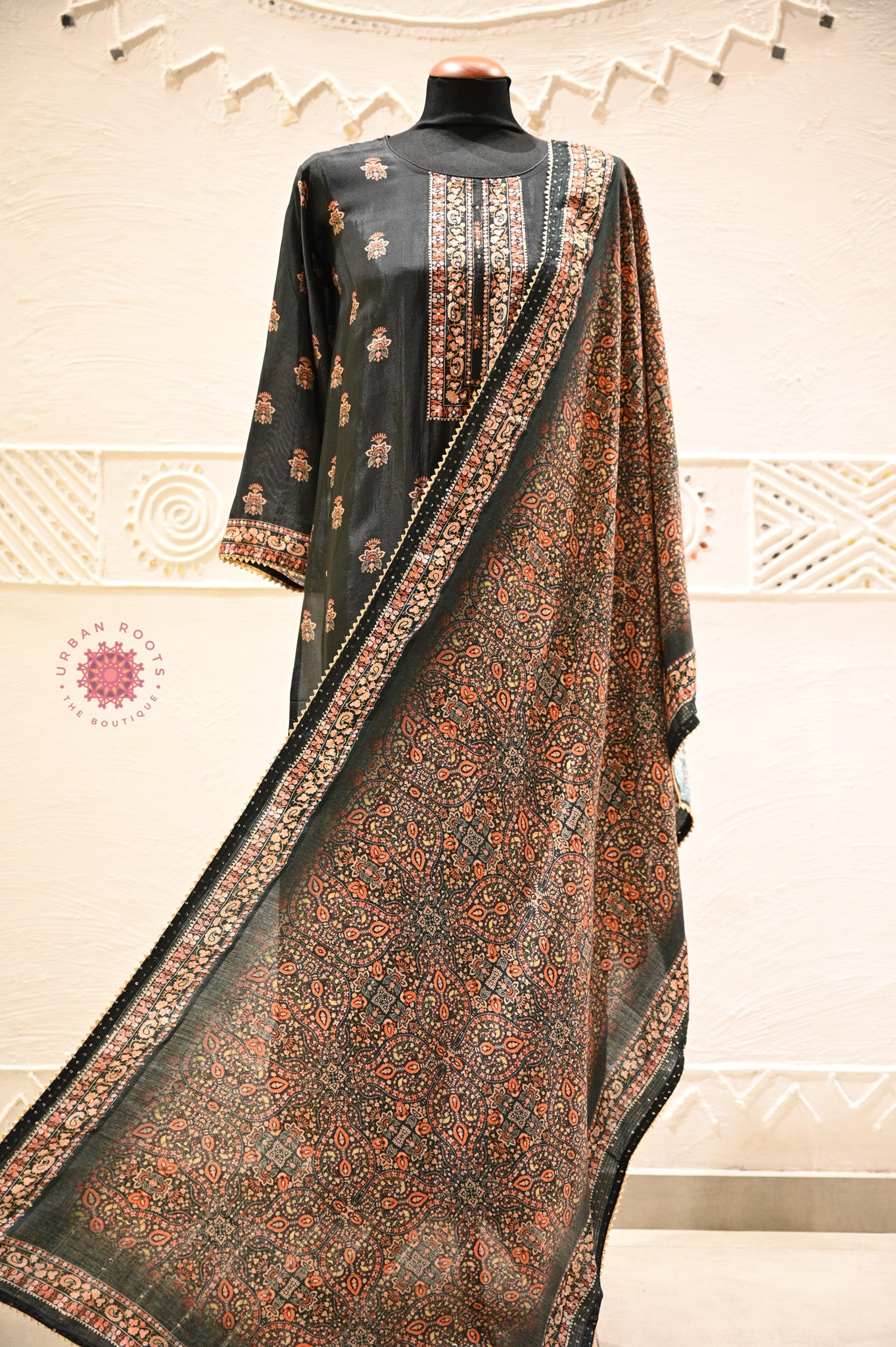 Printed Crepe Festive Suit