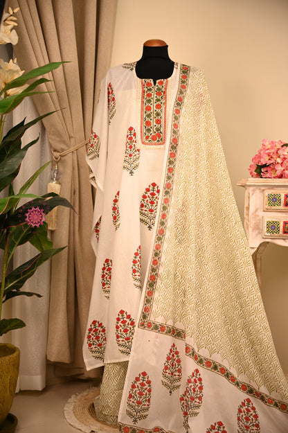 Cotton Hand Block Printed Fabric Set