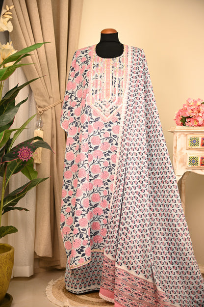 Cotton Hand Block Printed Fabric Set
