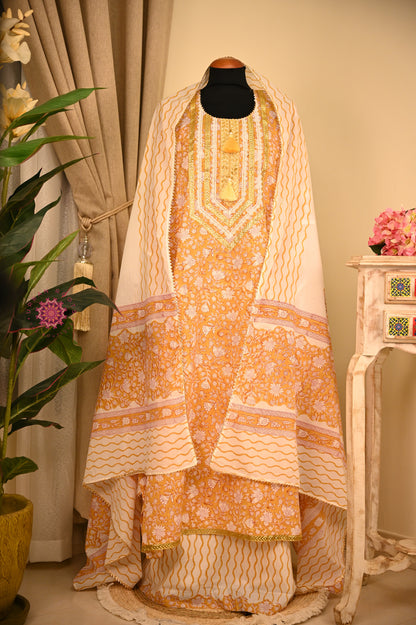Cotton Hand Block Printed Fabric Set