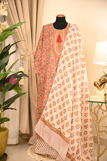 Cotton Hand Block Printed Fabric Set