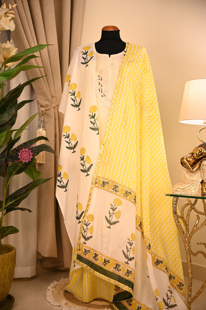 Cotton Hand Block Printed Fabric Set