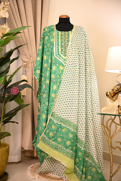 Cotton Hand Block Printed Fabric Set