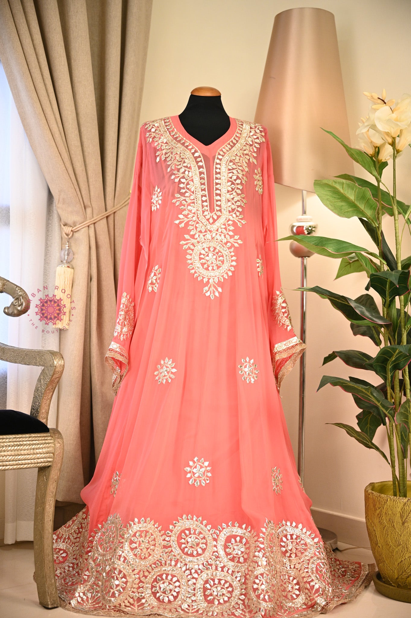 Georgette Anarkali With Hand Gota Work