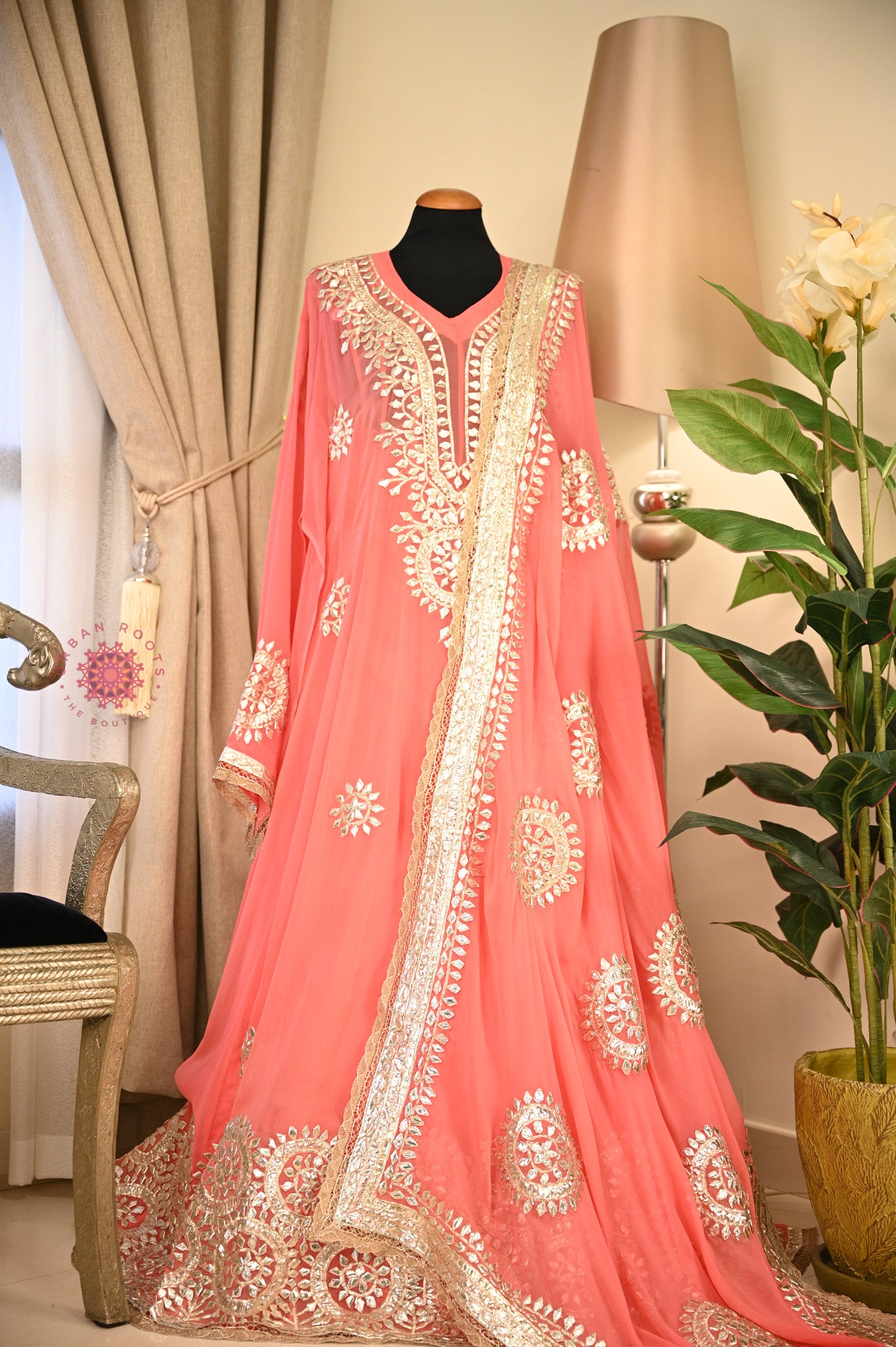 Georgette Anarkali With Hand Gota Work