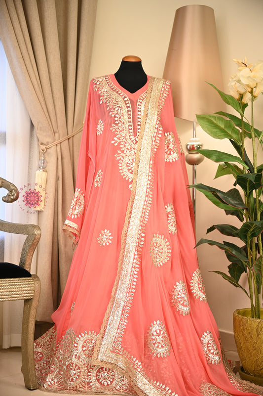 Georgette Anarkali With Hand Gota Work
