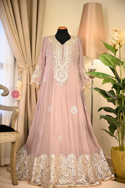 Georgette Anarkali With Hand Gota Work
