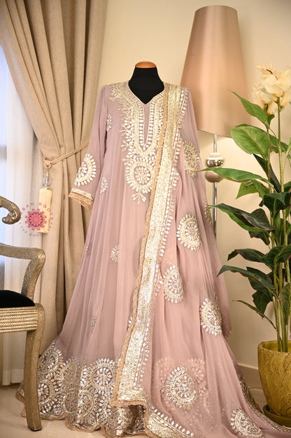 Georgette Anarkali With Hand Gota Work