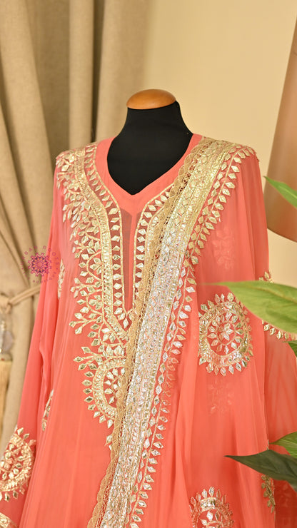 Georgette Anarkali With Hand Gota Work