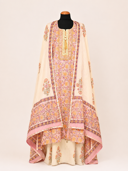 Rangmahal Pink Cotton Suit Fabric Set