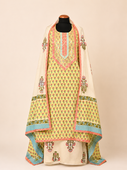 Rangmahal Gulnaar Cotton Fabric Set with Mul Mul Dupatta