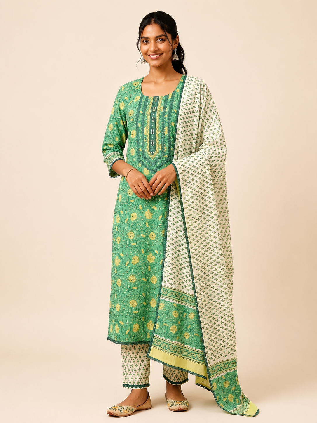 Rangmahal Mehr Cotton Fabric Set with Mul Mul Dupatta
