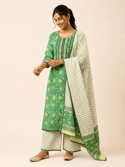 Rangmahal Mehr Cotton Fabric Set with Mul Mul Dupatta