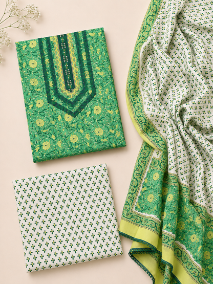 Rangmahal Mehr Cotton Fabric Set with Mul Mul Dupatta