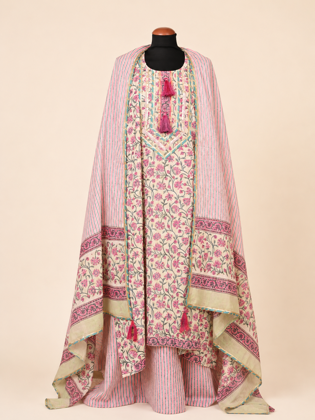 Rangmahal Blush Cotton Suit Fabric Set
