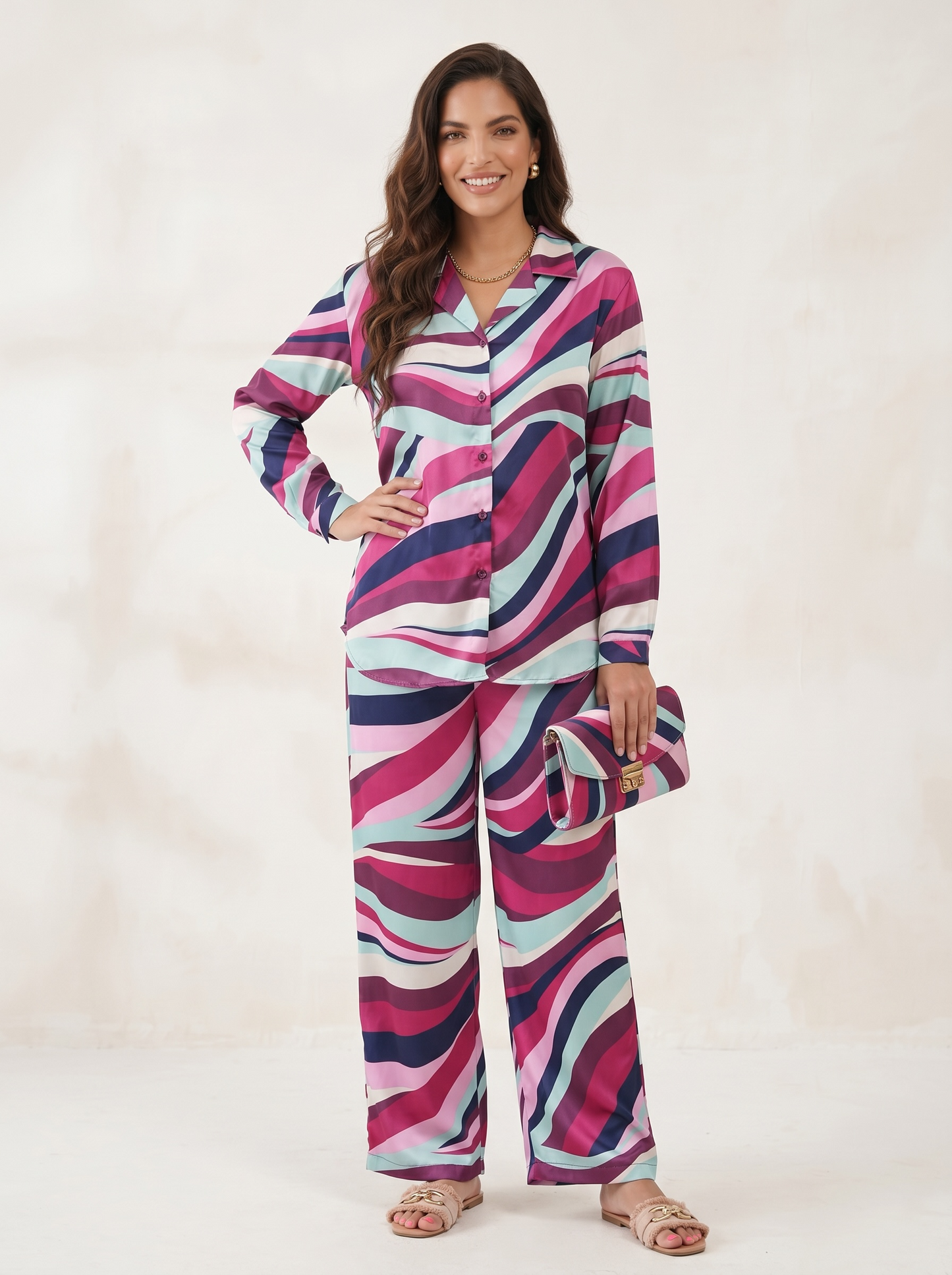 Satin Printed Co-ord Set