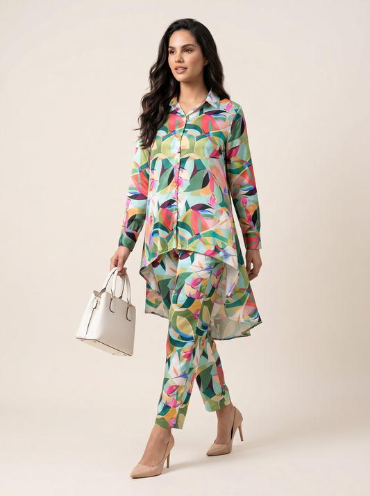 Satin Printed Co-ord Set
