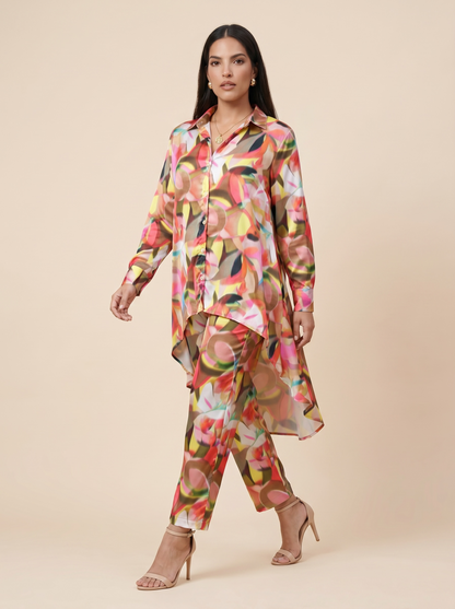 Coral Royale Satin Co-Ord Set