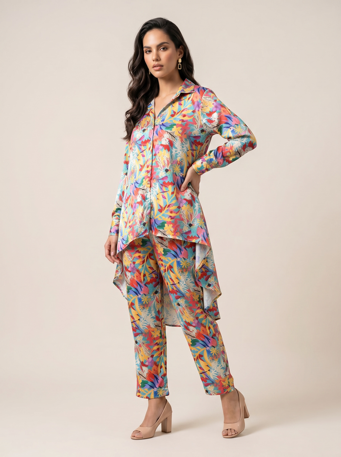 Tropical Royale Satin Co-Ord Set