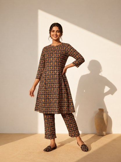 Rust Mosaic Cotton Co-Ord Set