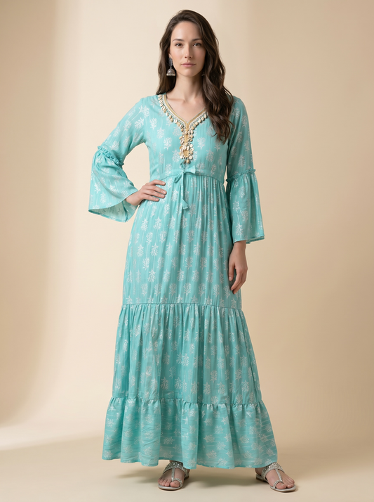Aqua Breeze Cotton Maxi Dress – The Summer Holiday Collection